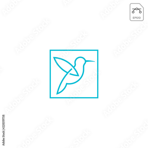 humming bird logo vector icon template download line art outline