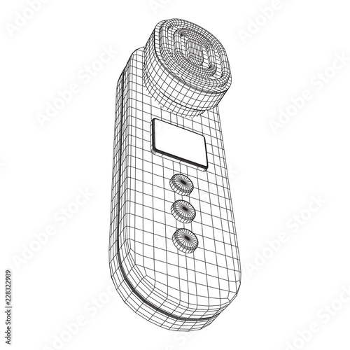 Electric lifting anti aging facial skin massage machine. Massager device wireframe low poly mesh vector illustration