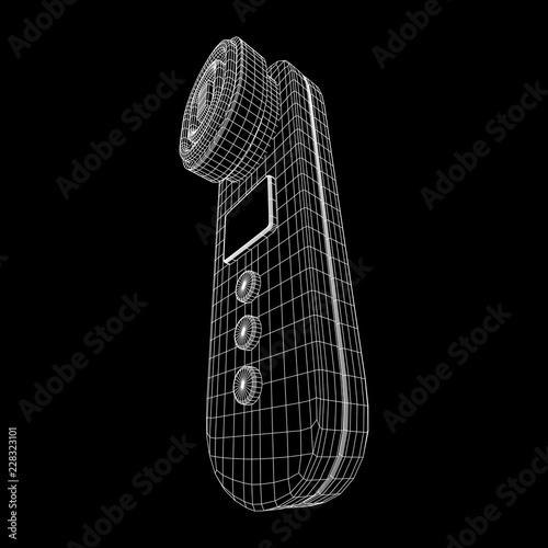 Electric lifting anti aging facial skin massage machine. Massager device wireframe low poly mesh vector illustration