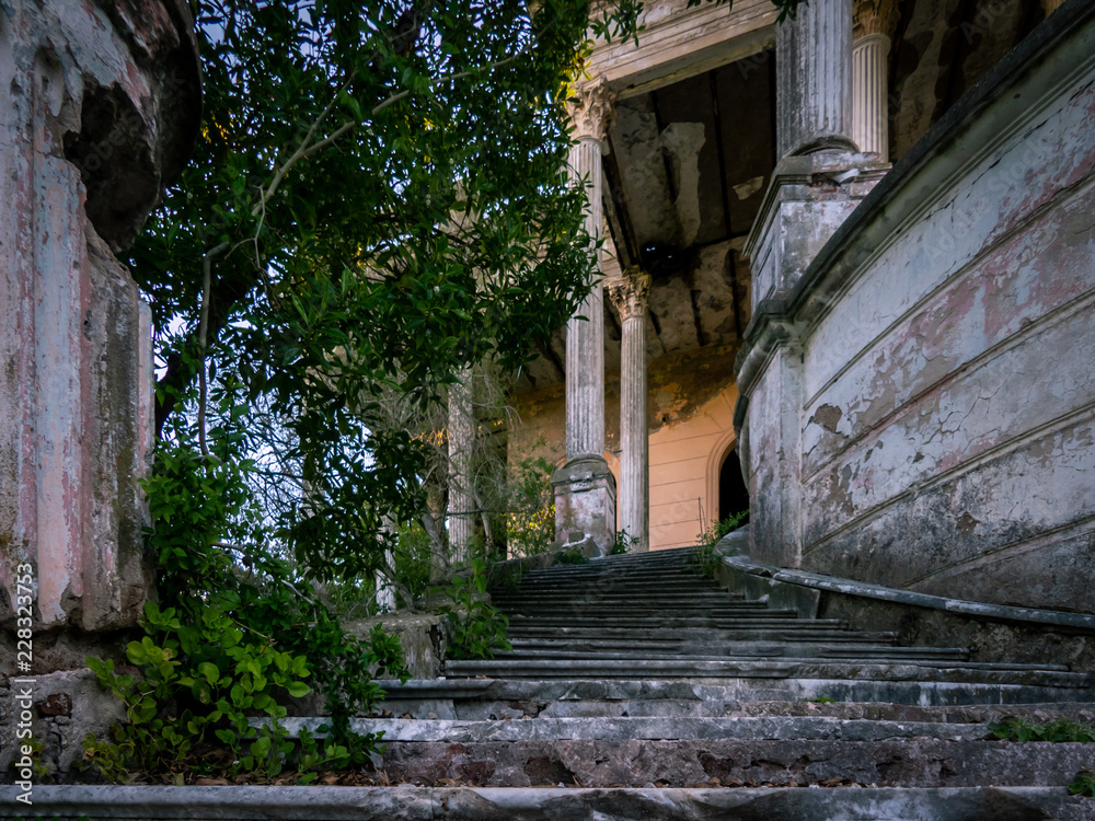 Stairs to the past in an abandoned building