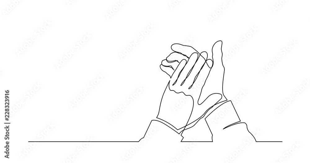 Animation of continuous line drawing of hands applauding Animation of continuous line drawing of hands applauding