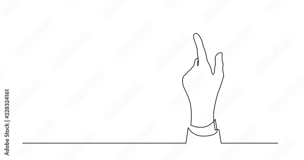 Animation of continuous line drawing of hand pointing with index finder