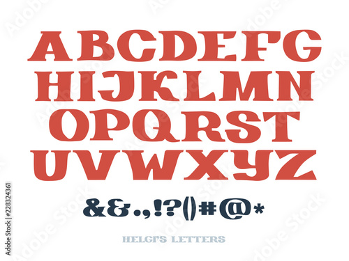 Set of isolated hand drawn slab serif letters. Complete alphabet
