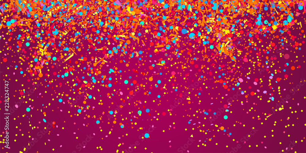 Confetti. Bright explosion. Firework. Texture with colorful glitters. Geometric background. Pattern for work. Print for banners, posters and textiles. Greeting cards. Doodle for design and business - obrazy, fototapety, plakaty 