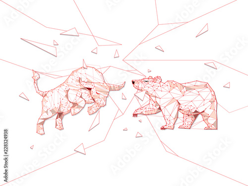 Bull and Bear symbols on stock market vector illustration. vector Forex or commodity charts, on abstract background. The symbol of the the bull and bear