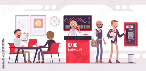 Bank office working with clients