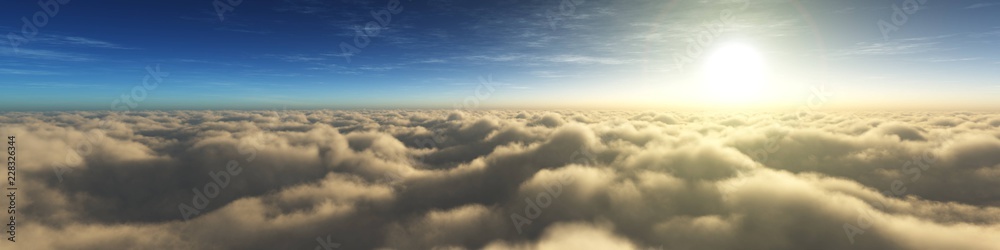 Over the clouds, a panorama of the sunset in the clouds
 - obrazy, fototapety, plakaty 