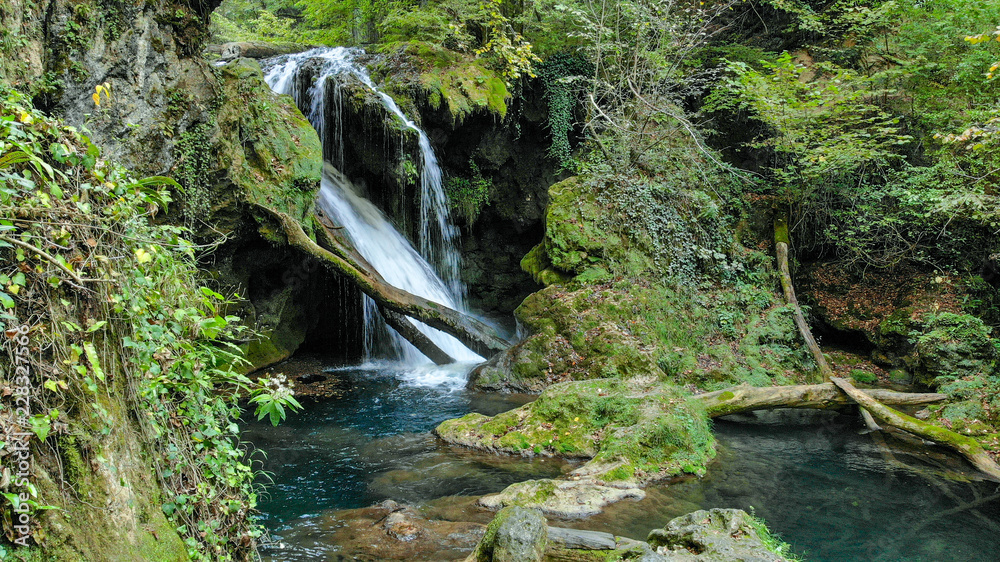 Waterfall Cascada at Vaioaga in national park Cheile Nerei Beusnita - Romania