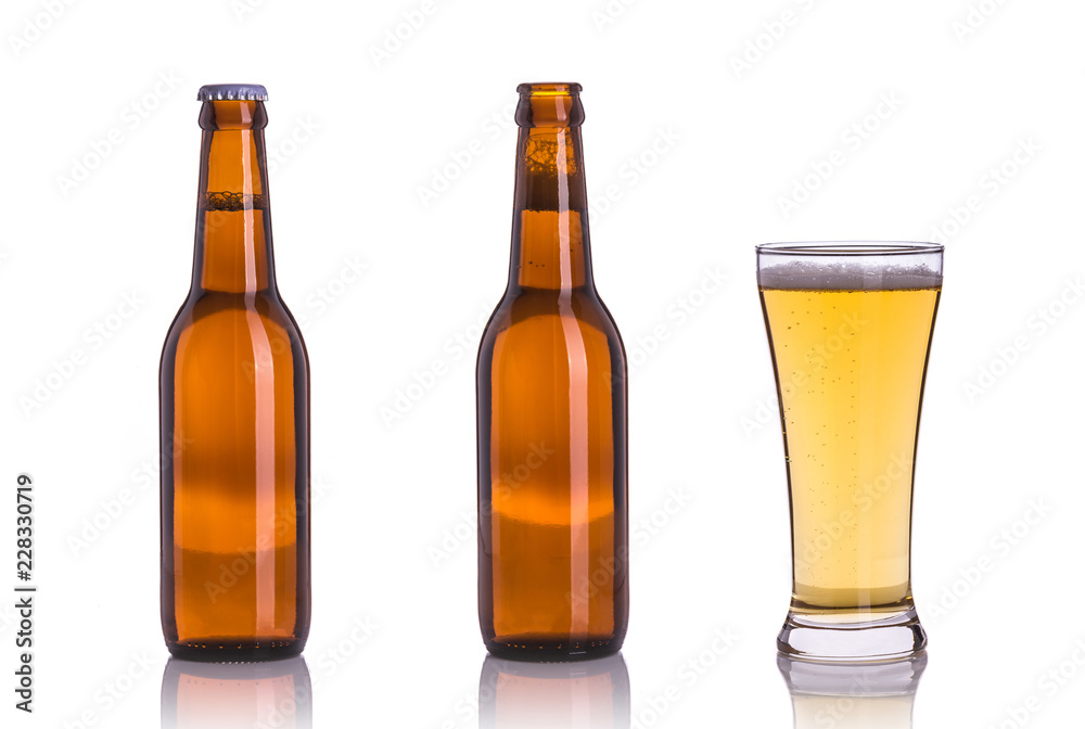 Bottle of beer without cap. Studio shot isolated on white Bottle of beer without cap. Studio shot isolated on white