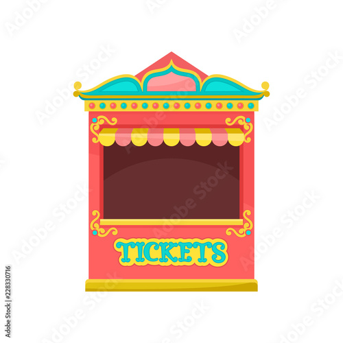 Red ticket booth, amusement park element vector Illustration on a white background