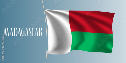 Madagascar waving flag vector illustration. Iconic design element