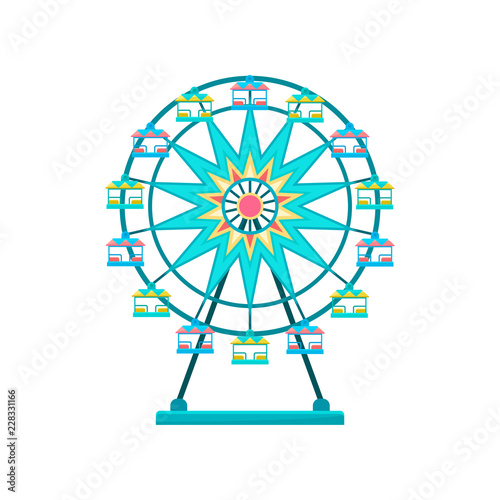 Ferris wheel, amusement park element vector Illustration on a white background