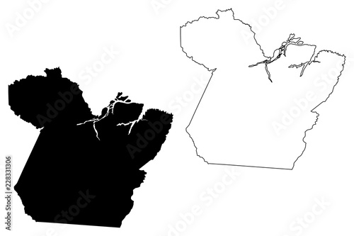 Para (Region of Brazil, Federated state, Federative Republic of Brazil) map vector illustration, scribble sketch Pará map