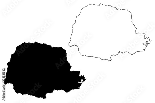 Parana (Region of Brazil, Federated state, Federative Republic of Brazil) map vector illustration, scribble sketch Paraná (state) map