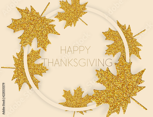 Happy Thanksgiving Day background with autumn leaves.