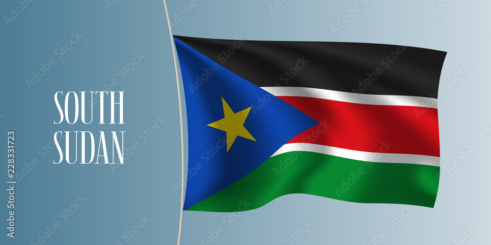 South Sudan waving flag vector illustration. Iconic design element South Sudan waving flag vector illustration. Iconic design element