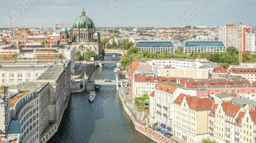 Berlin cty skyline, Berliner Dom and river Spree, time lapse video photo