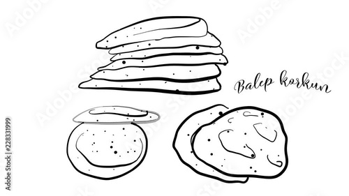 Animation of Hand drawn sketch of Anadama bread bread photo