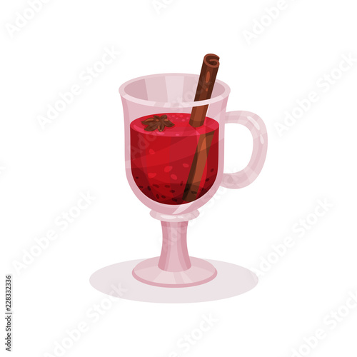 Mulled wine with spices vector Illustration on a white background