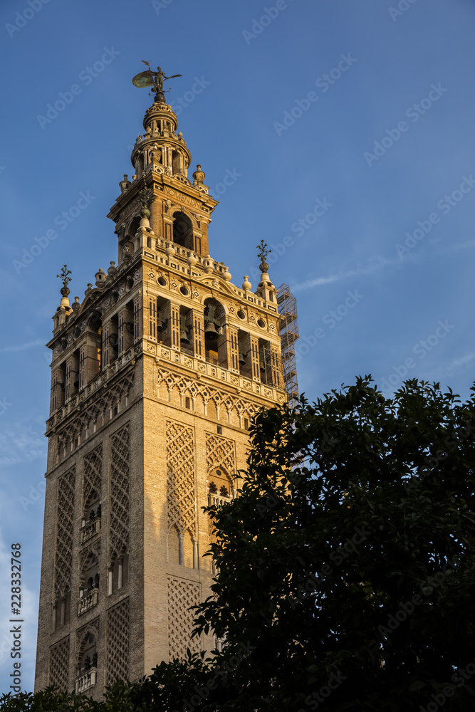 Giralda is the bell tower of the Seville Cathedral in Seville, Spain.