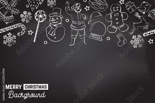 Seamless pattern with xmas icons. Merry Christmas background. Vector Illustration.