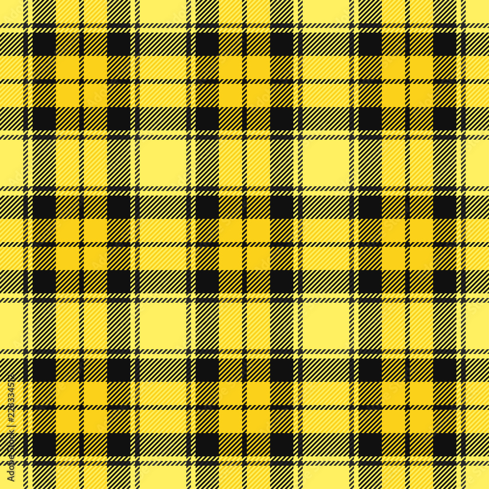 Vecteur Stock Yellow and Black Tartan Plaid Seamless Vector Pattern. Trendy  90s Style Fashion Textile Prints. Classic Scottish Checkered Fabric  Texture. Pattern Tile Swatch Included. | Adobe Stock