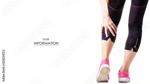 Female legs sports leggings sneakers sports exercises pattern on a white background isolation