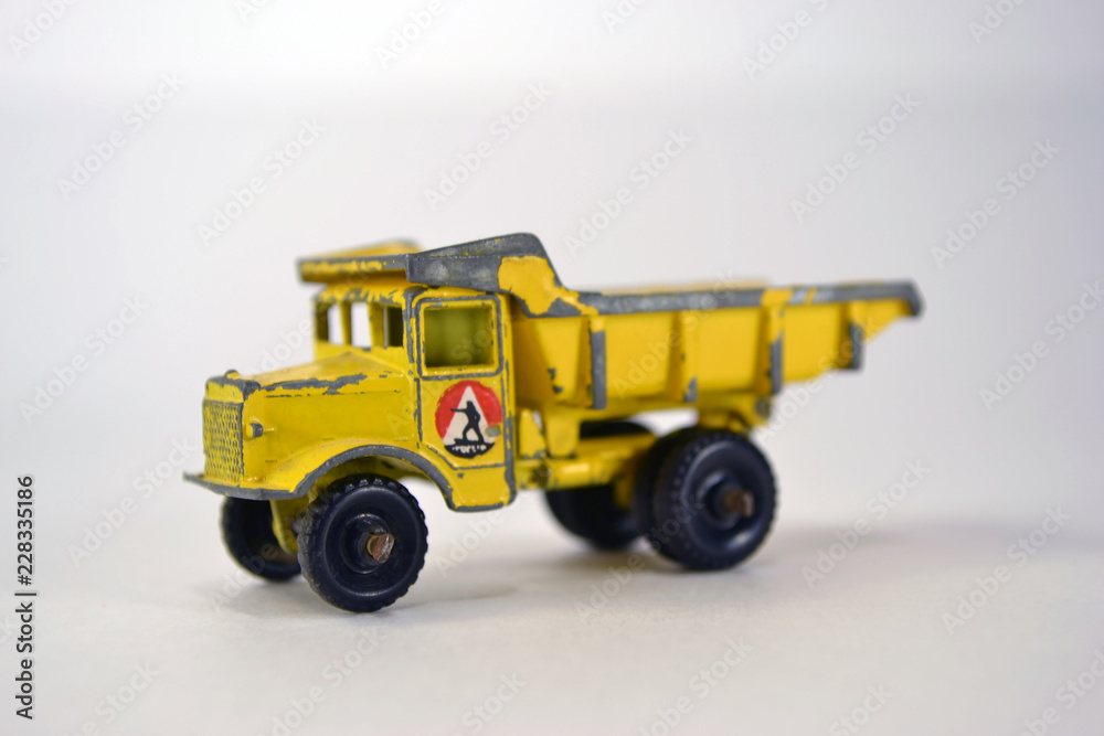 vintage toy dump truck yellow