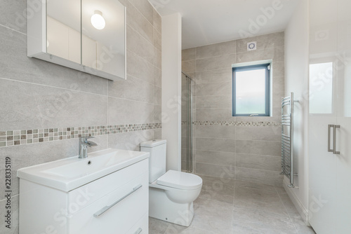 Modern clean empty bathroom