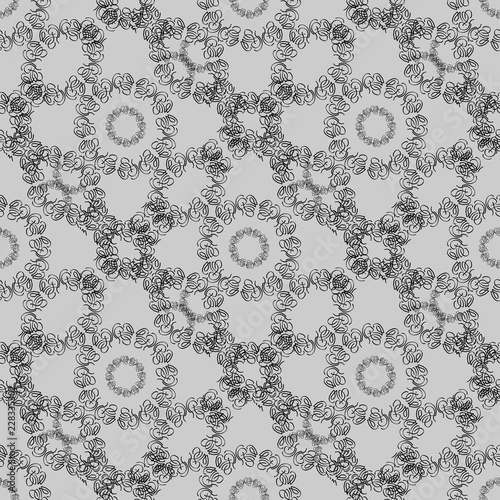 Seamless texture of geometric, floral ornament. decorative square background with hand drawn Indonesian tribal ornament. Vector illustration. Ready for textile design, fabric, and interior design.