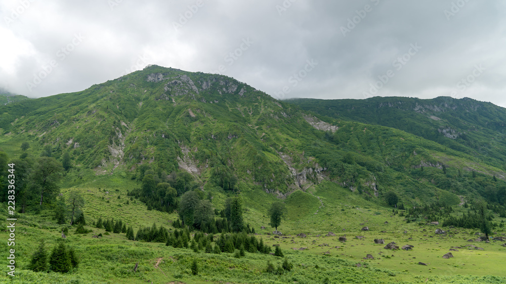 Gorgit highland with old houses and green valley in Blacksea region, Artvin, Turkey Gorgit highland with old houses and green valley in Blacksea region, Artvin, Turkey