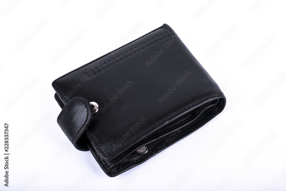 black leather wallet isolated on white background black leather wallet isolated on white background