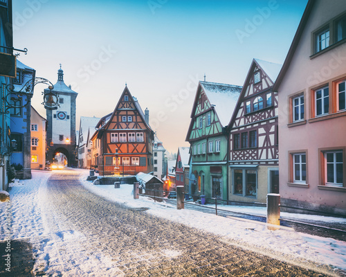 Medieval old Rothenburg ob der Tauber in winter