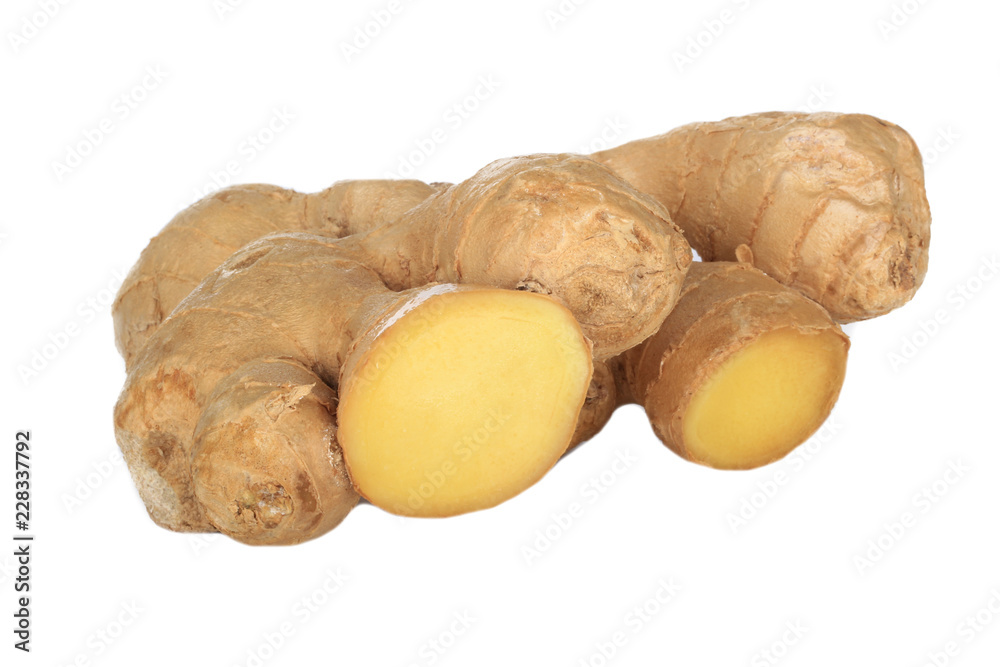 slice of ginger isolated on white background slice of ginger isolated on white background