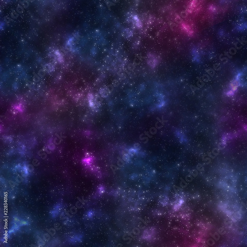 Seamless pattern with bright multicolored texture of cosmos © Ludaiv