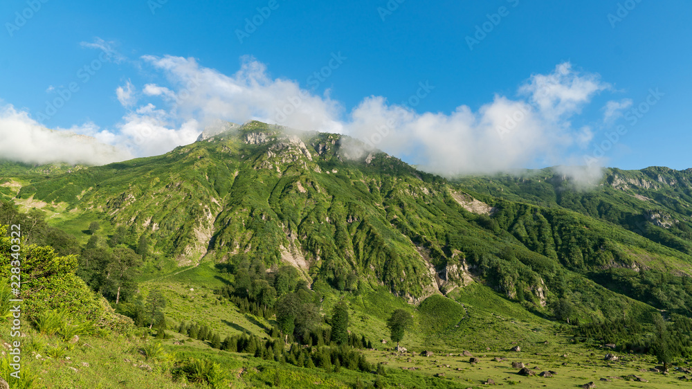 Gorgit highland with old houses and green valley in Blacksea region, Artvin, Turkey Gorgit highland with old houses and green valley in Blacksea region, Artvin, Turkey