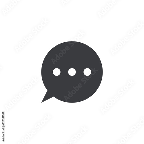 Vector message icon. Circle speech bubble. Element for design mobile app or website. Black dialog cloud isolated on white background