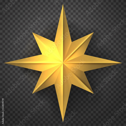 3D star. Vector illustration in grey background.