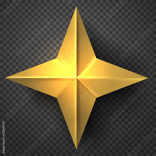 3D star. Vector illustration in grey background.