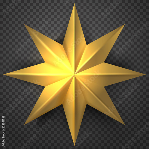 3D star. Vector illustration in grey background.