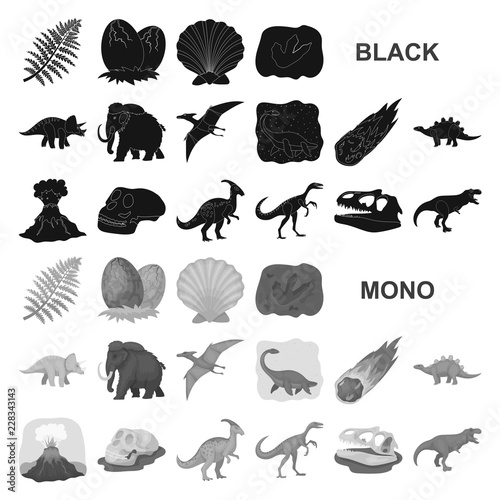 Different dinosaurs black icons in set collection for design. Prehistoric animal vector symbol stock web illustration.