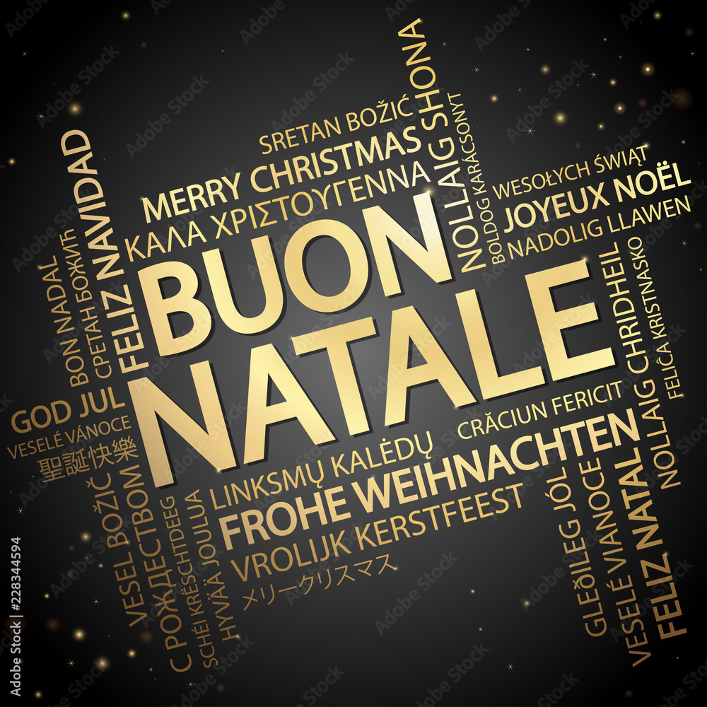 Word cloud Merry Christmas (in Italian) Stock Vector | Adobe Stock