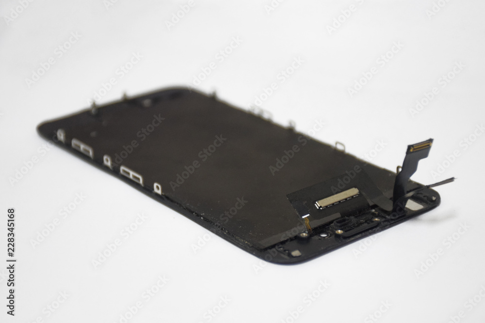 Soft focus Display Full LCD Unit Touch Spare parts on white background. Soft focus Display Full LCD Unit Touch Spare parts on white background.