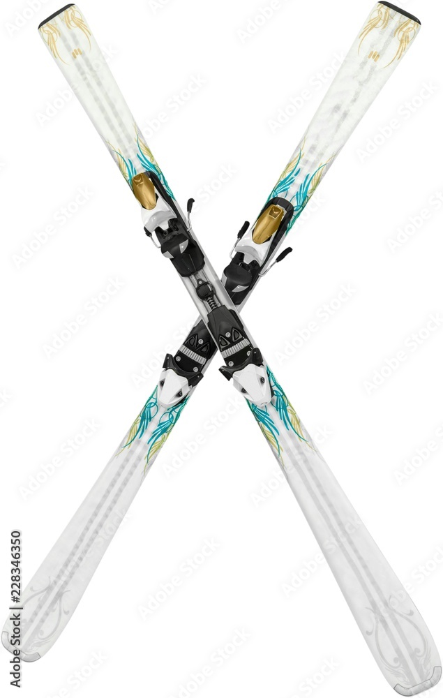 Crossed White Skis - Isolated