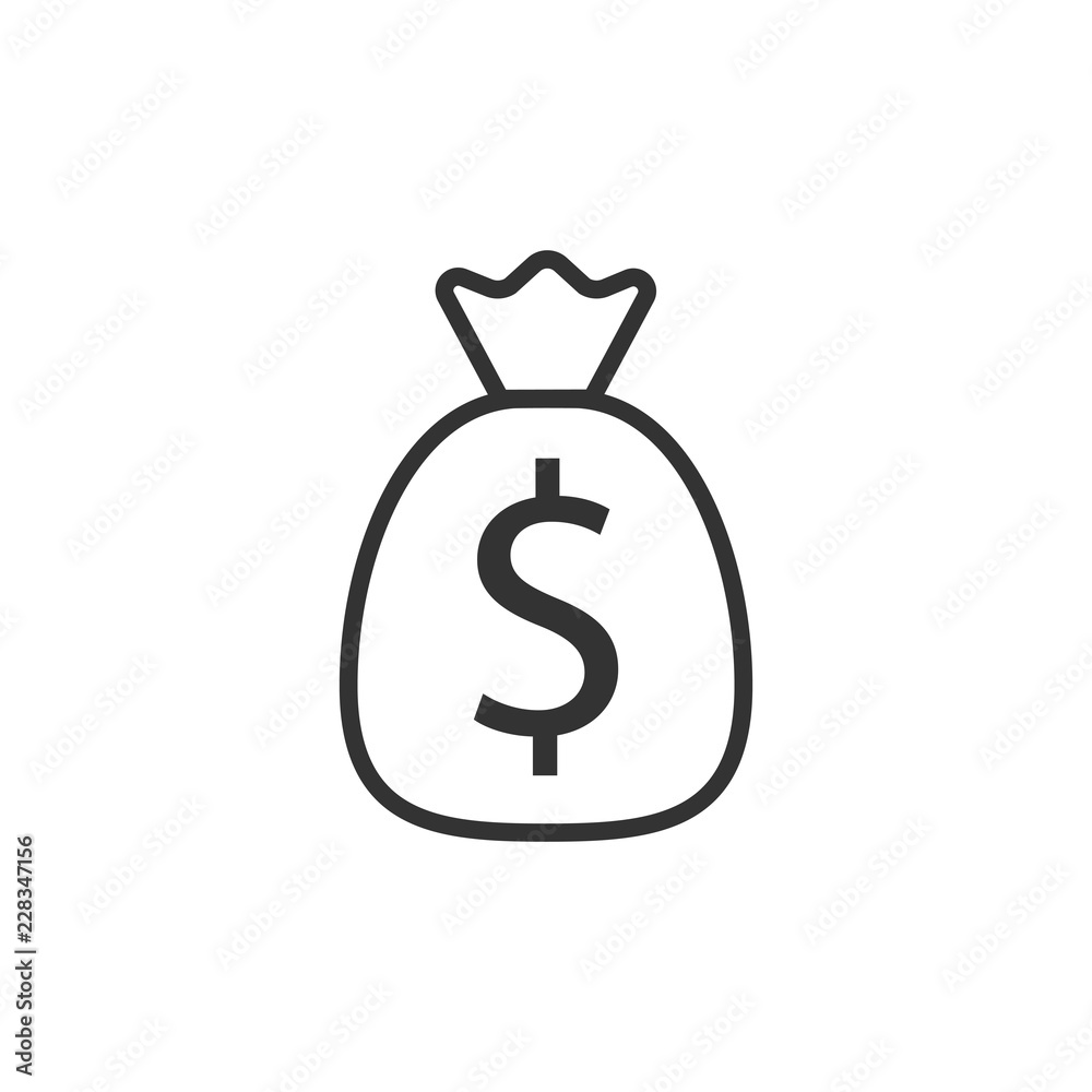 Money bag icon. Vector illustration, flat design. Money bag icon. Vector illustration, flat design.