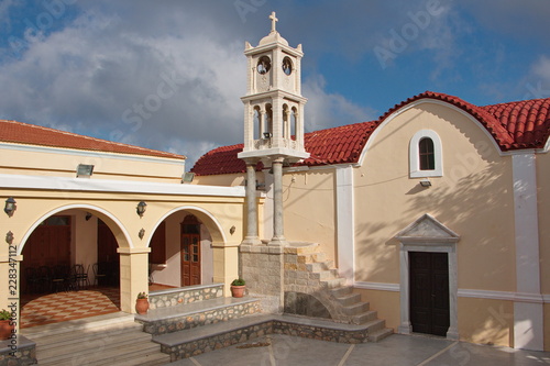 Church in mountain village Piles on Karpathos in Greece photo