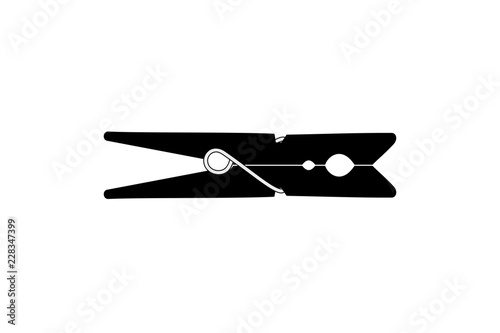 Simple black silhouette of a clothes pin or peg, vector illustration