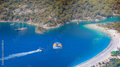 Fototapeta Naklejka Na Ścianę i Meble -  Oludeniz lagoon in sea landscape view of beach, Turkey 