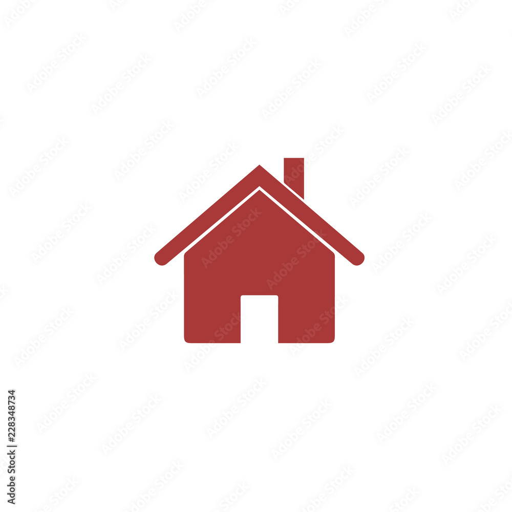 House icon in square, home symbol, flat design template, red vector illustration House icon in square, home symbol, flat design template, red vector illustration