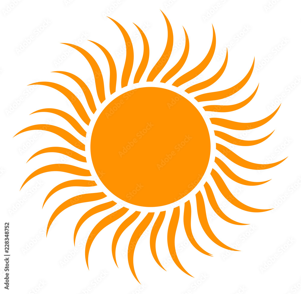 Naklejka premium Orange flat sun symbol